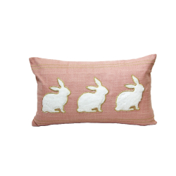 Poduszka dekoracyjna Zajączki 48x28cm Różowa